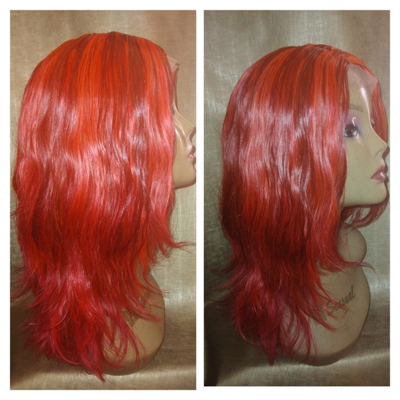 14" 100% human virgin red body wave hair wig - Picture 6 of 8